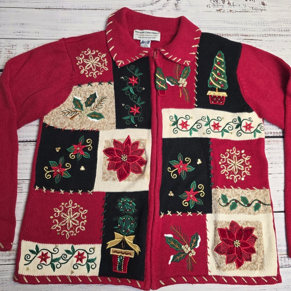 Heirloom Collectibles Christmas 2004 Embellished Sweater Womens Small‎ Beaded